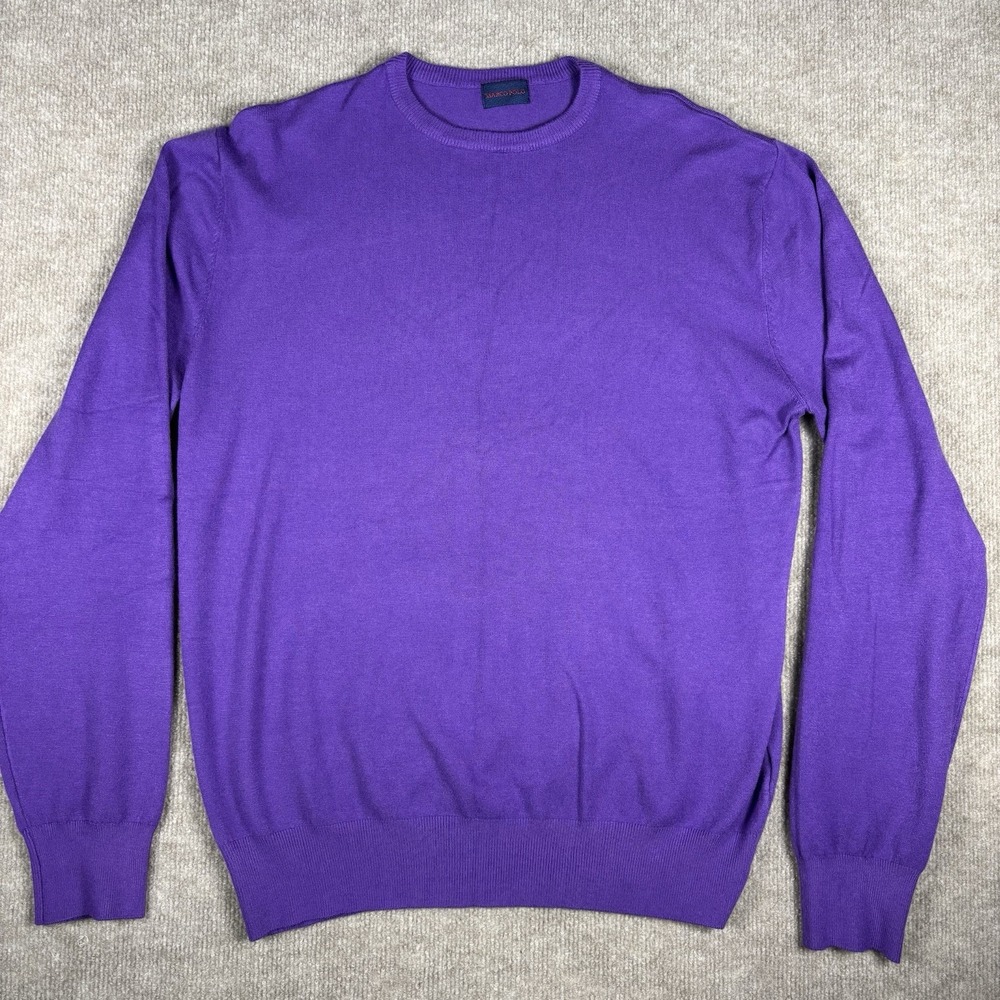 Marco Polo Cashmere Wool Crew Neck Sweater Purple Men's 3XL Knit Pullover